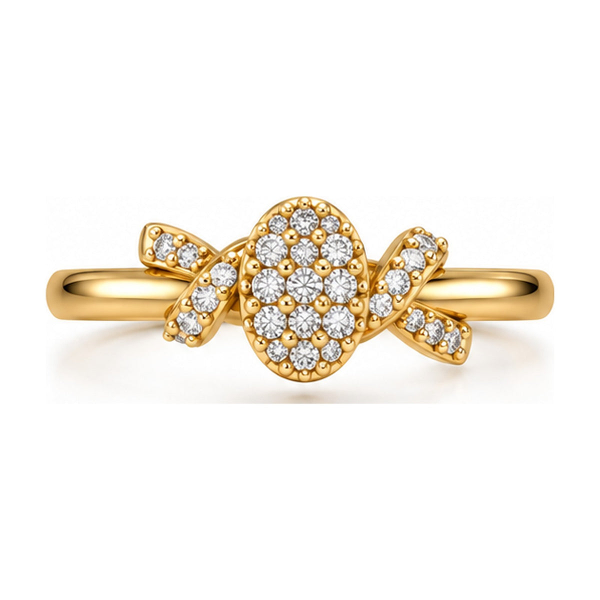 Love Knot Ring with Oval Cluster top view