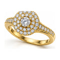 Double Halo Round Moissanite Engagement Ring, 0.33 ct angle view