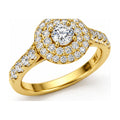 Double Halo Round Moissanite Engagement Ring, 0.50 ct angle view