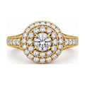 Double Halo Round Moissanite Engagement Ring, 0.75 ct top view