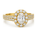 Oval Halo Moissanite Engagement Ring with Pavé Split Shank, 0.75 ct angle view