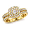 Cushion Double Halo Bridal Ring Set angle view
