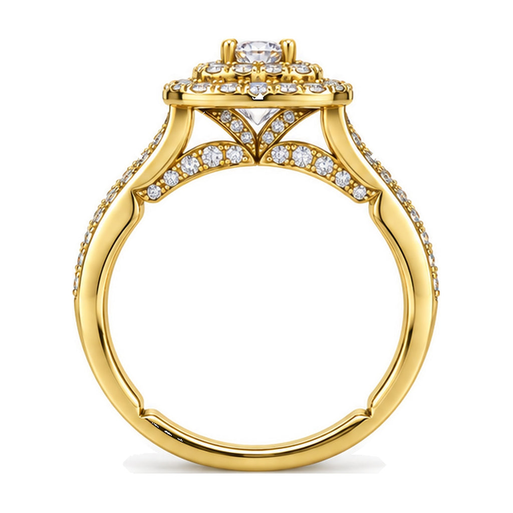 Cushion Double Halo Bridal Ring Set side view
