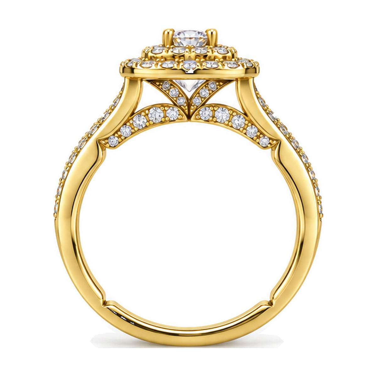 Cushion Double Halo Bridal Ring Set side view