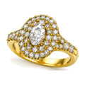 Oval Double Halo Split Shank Engagement Ring, 0.75 ct angle view