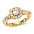 Cushion Halo Round Moissanite Engagement Ring, 0.50 ct angle view