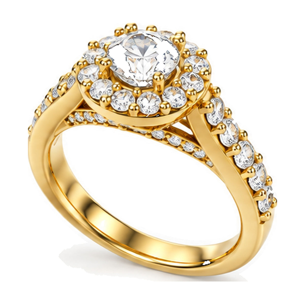 Floral Halo Round Moissanite Engagement Ring, 0.33 ct angle view