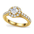 Floral Halo Round Moissanite Engagement Ring, 0.50 ct angle view