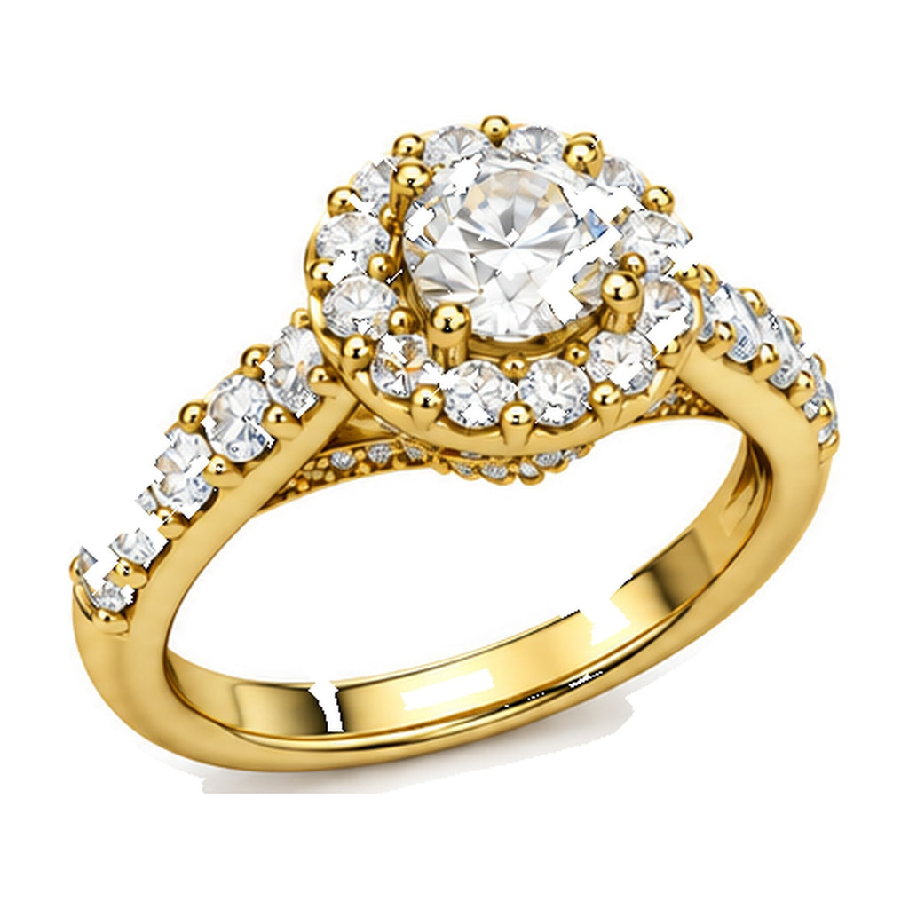 Floral Halo Round Moissanite Engagement Ring, 0.75 ct angle view