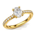 Oval Solitaire Engagement Ring with Pavé Crossover Shank, 0.75 ct angle view