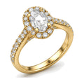Oval Halo Pavé Engagement Ring, 0.50 ct angle view