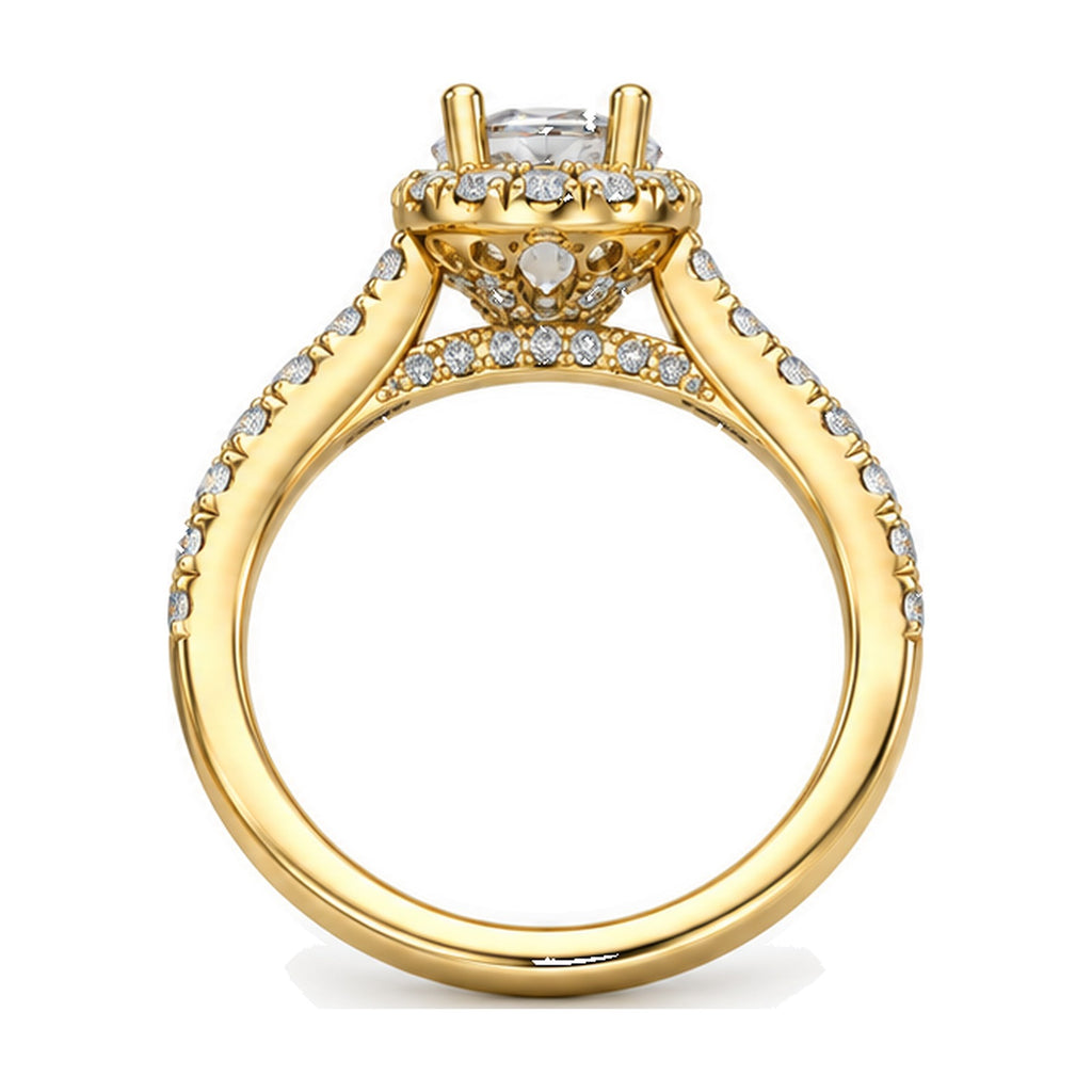 Oval Halo Pavé Engagement Ring, 0.50 ct back view
