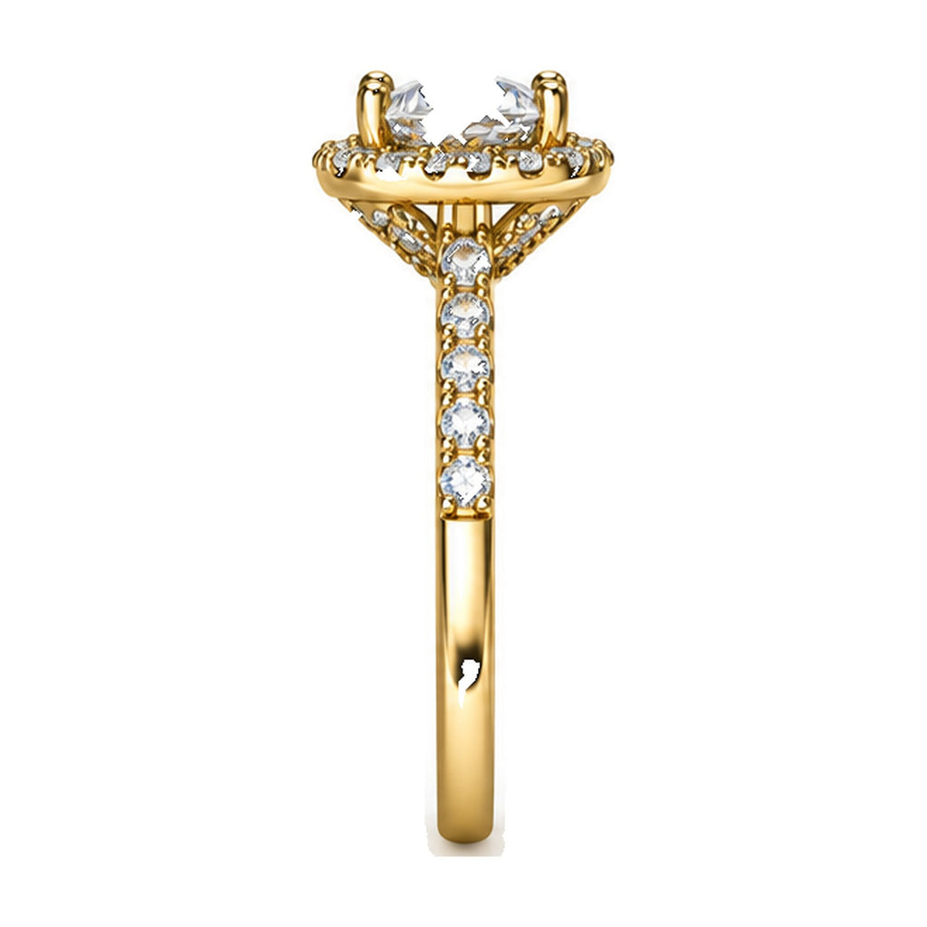Heart Halo Pavé Engagement Ring, 0.75 ct angle view