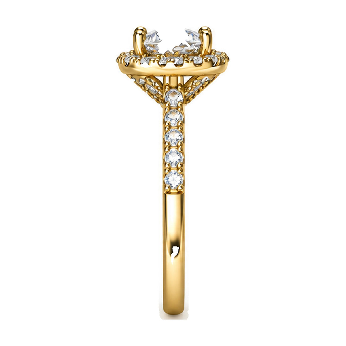 Heart Halo Pavé Engagement Ring, 0.75 ct angle view