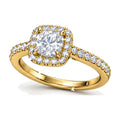 Cushion Halo Pavé Engagement Ring, 1 ct angle view