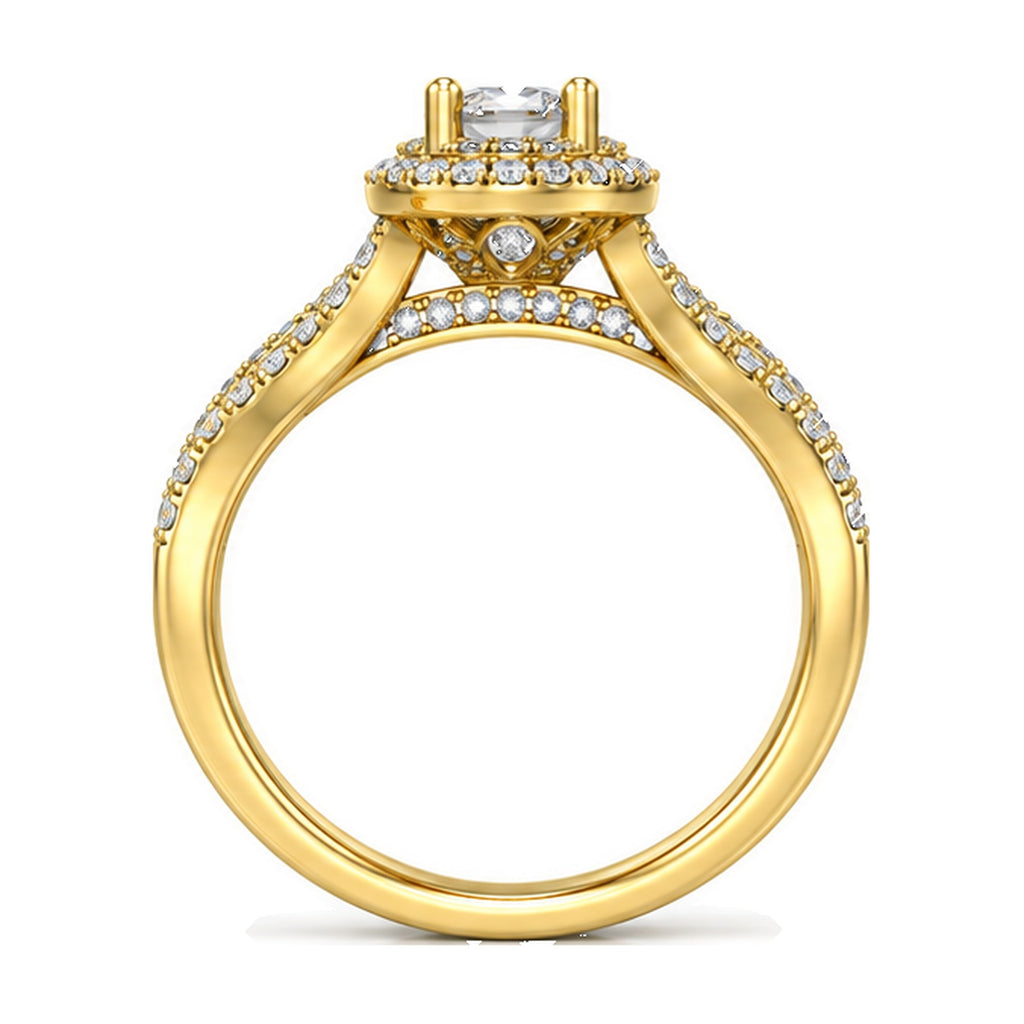 Oval Halo Twisted Shank Engagement Ring, 0.50 ct back view
