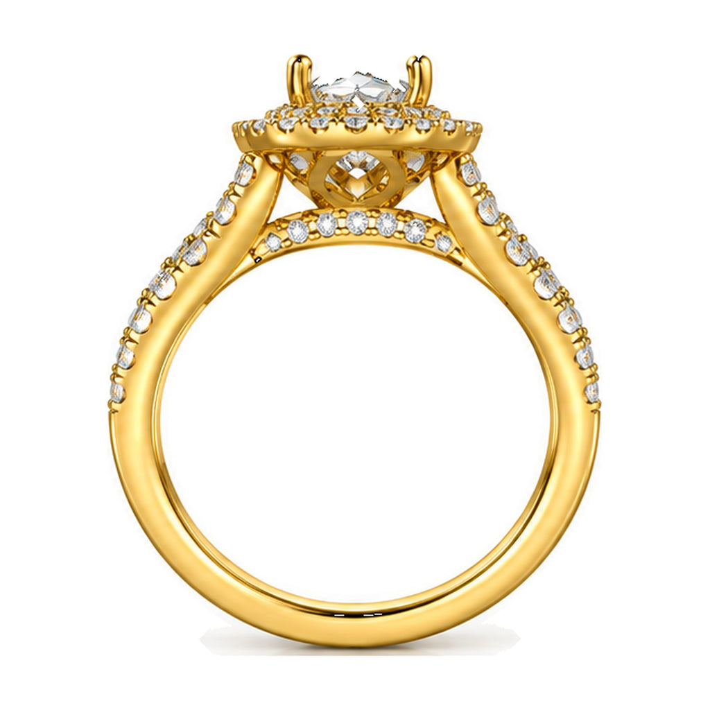 Pear Double Halo Twisted Shank Engagement Ring, 0.75 ct back view