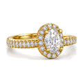 Oval Halo Pavé Engagement Ring, 0.40 ct angle view