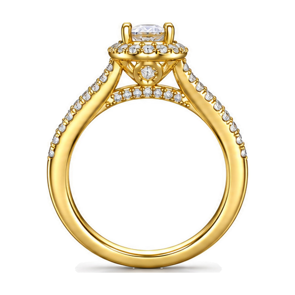Oval Halo Pavé Engagement Ring, 0.40 ct back view