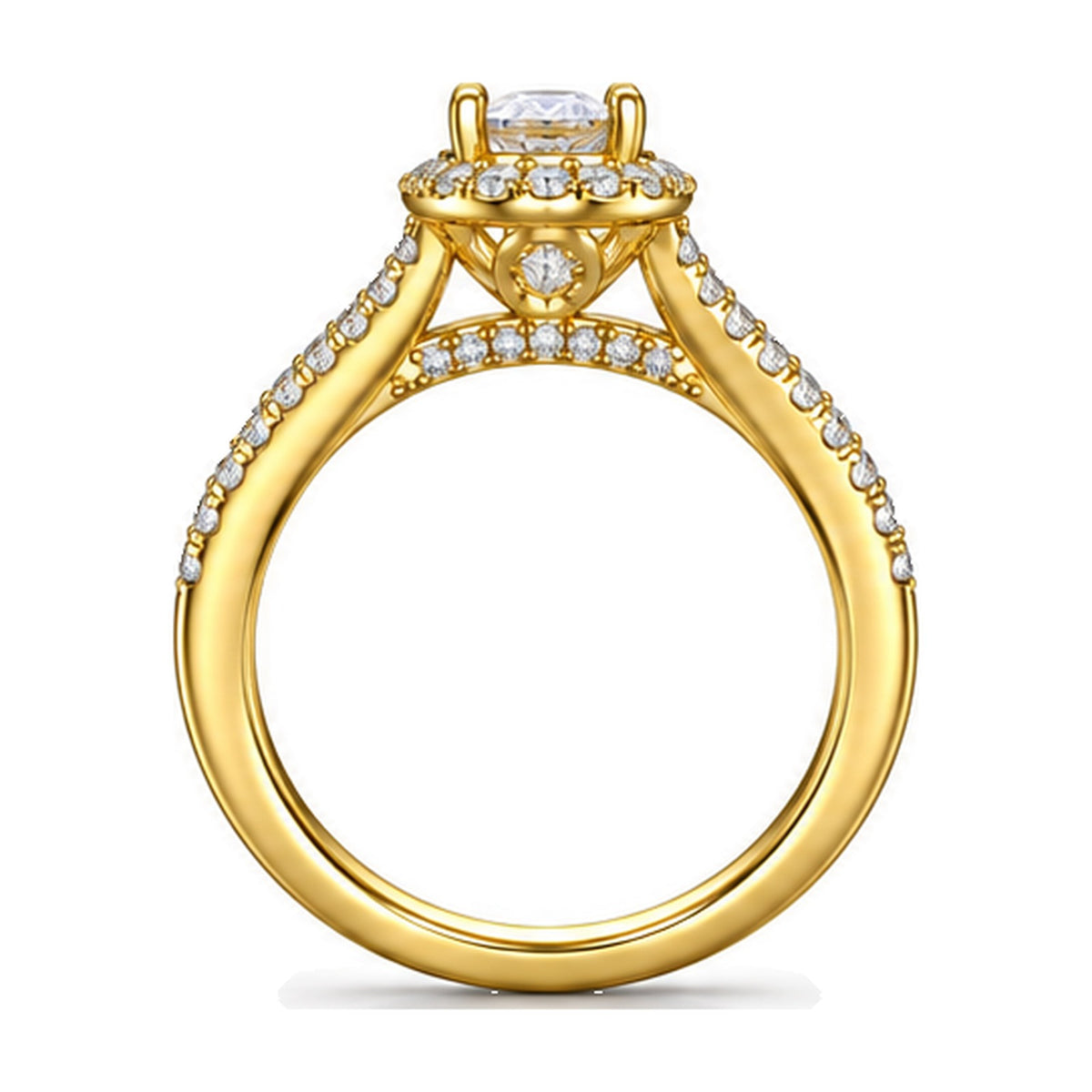 Oval Halo Pavé Engagement Ring, 0.40 ct back view