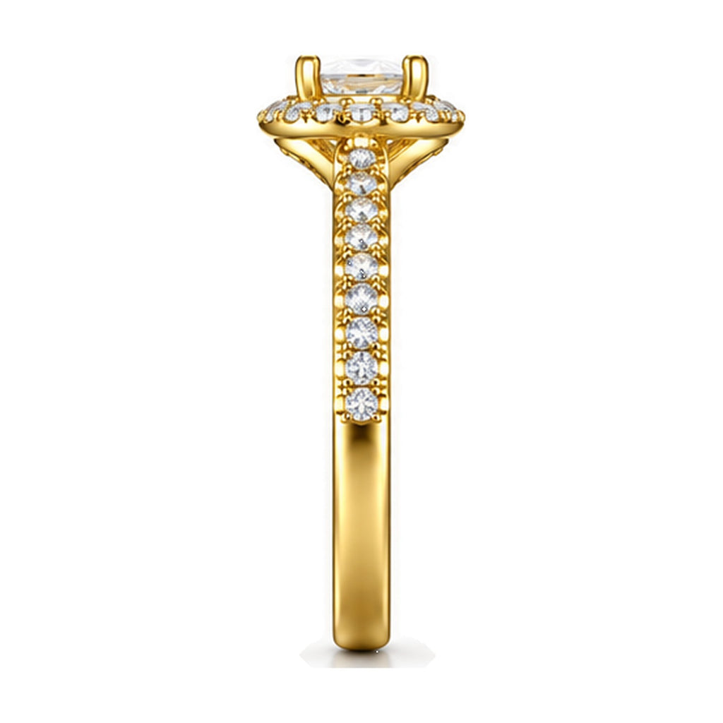 Oval Halo Pavé Engagement Ring, 0.40 ct side view