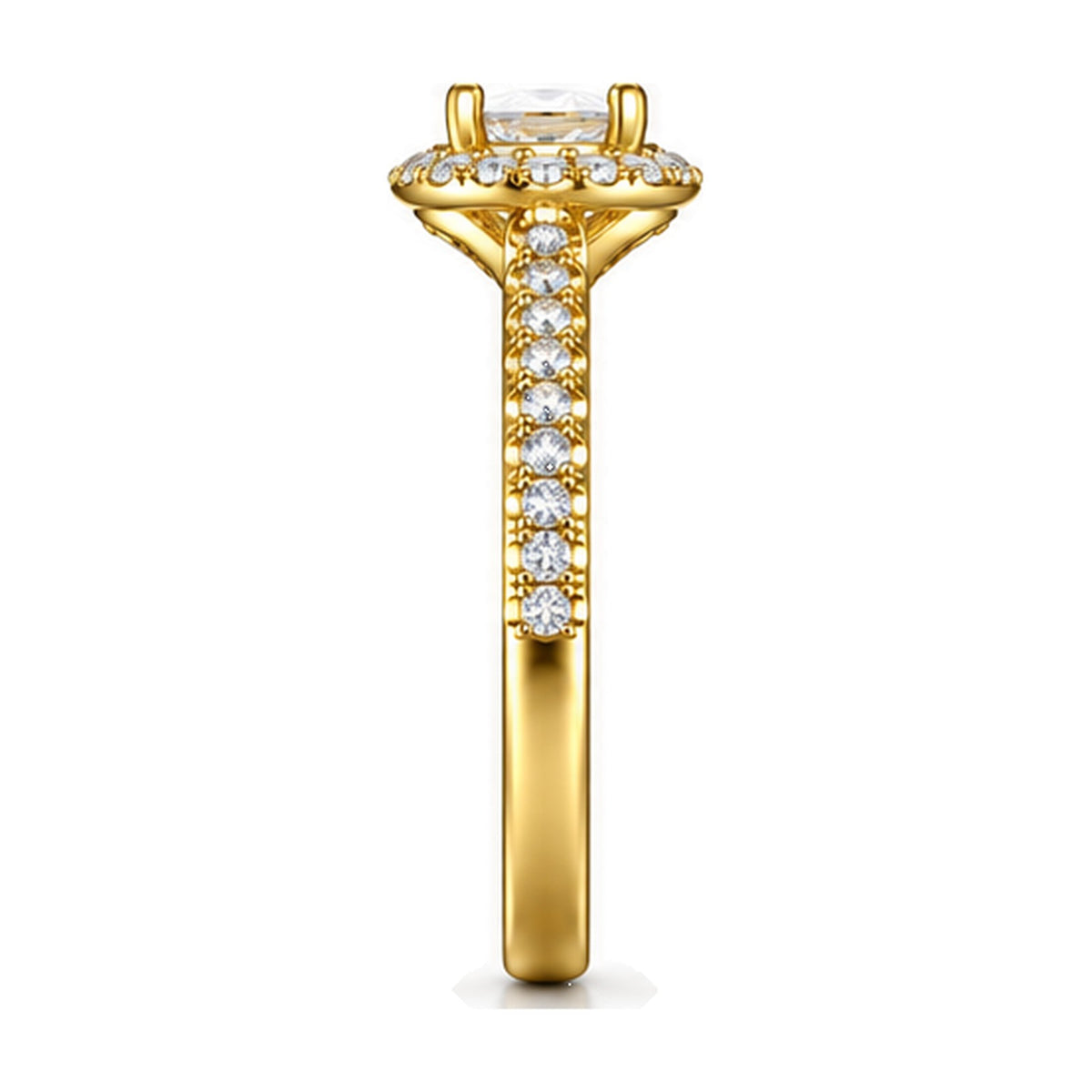 Oval Halo Pavé Engagement Ring, 0.40 ct side view