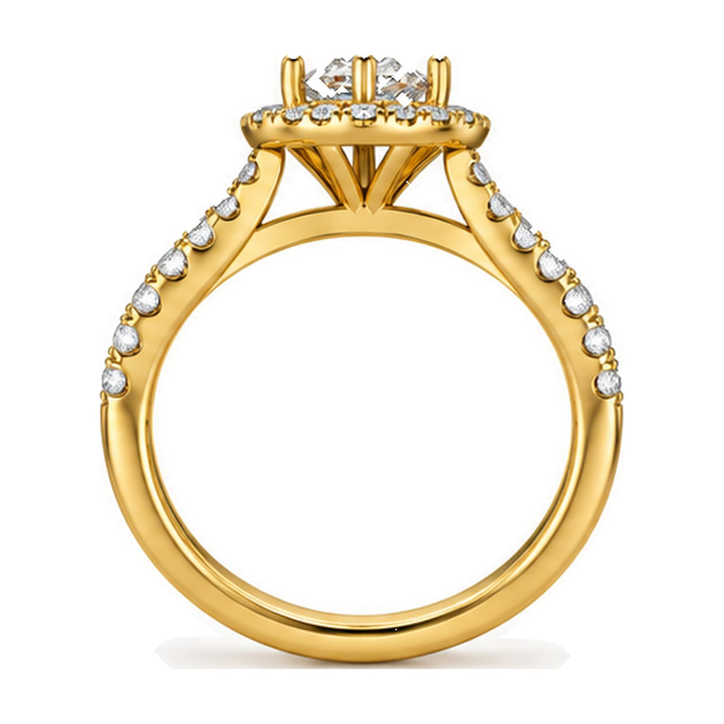 Pear Halo Pavé Engagement Ring, 1 ct back view