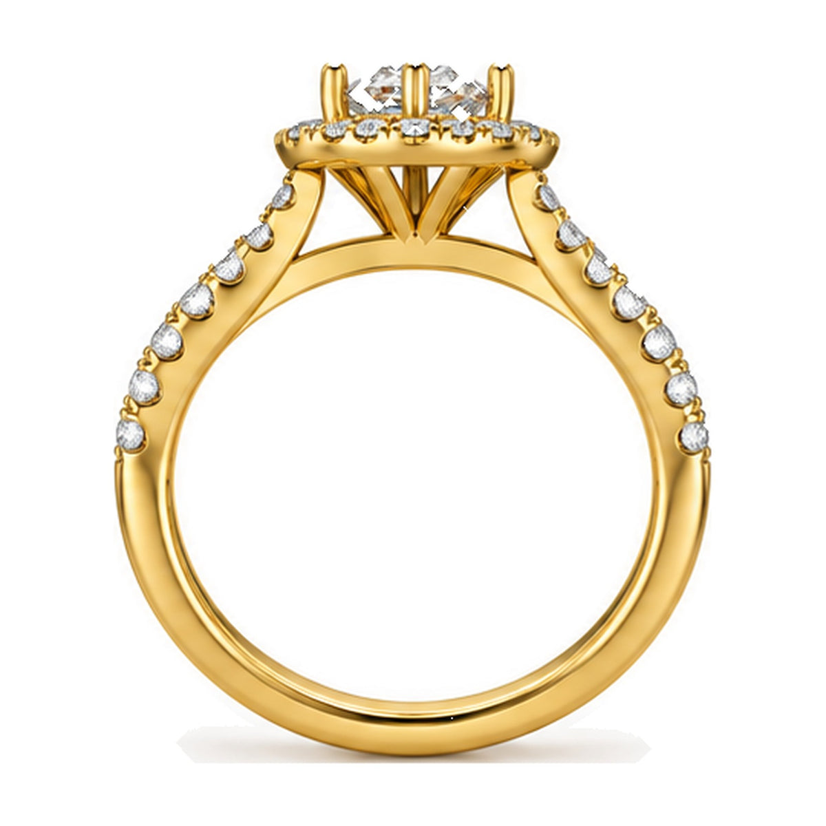Pear Halo Pavé Engagement Ring, 1 ct back view