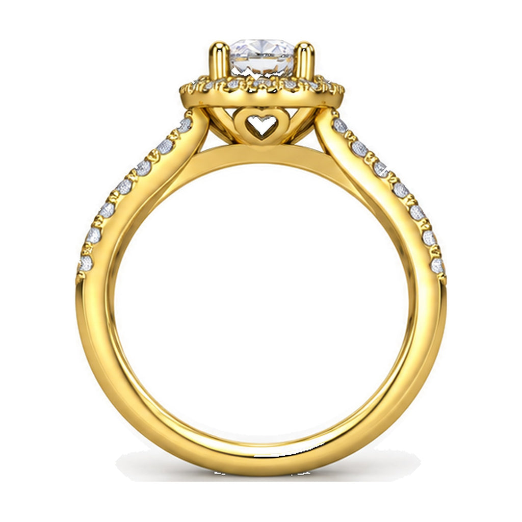 Round Halo Pavé Engagement Ring, 0.75 ct back view