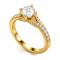 Round Split Shank Engagement Ring with Pavé Crossover, 0.50 ct angle view