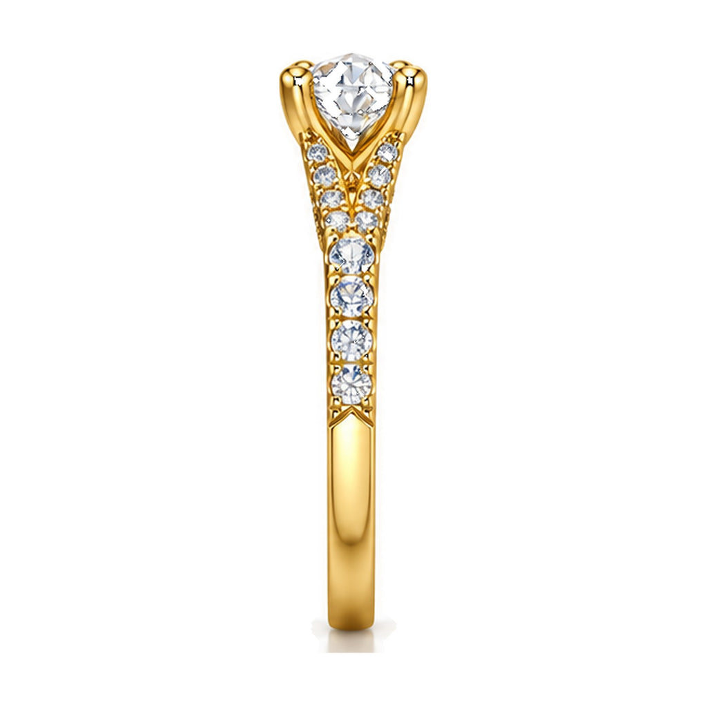 Round Split Shank Engagement Ring with Pavé Crossover, 0.50 ct side view