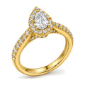 Pear Halo Pavé Engagement Ring, 0.38 ct angle view