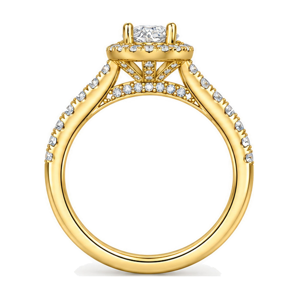 Pear Halo Pavé Engagement Ring, 0.38 ct back view