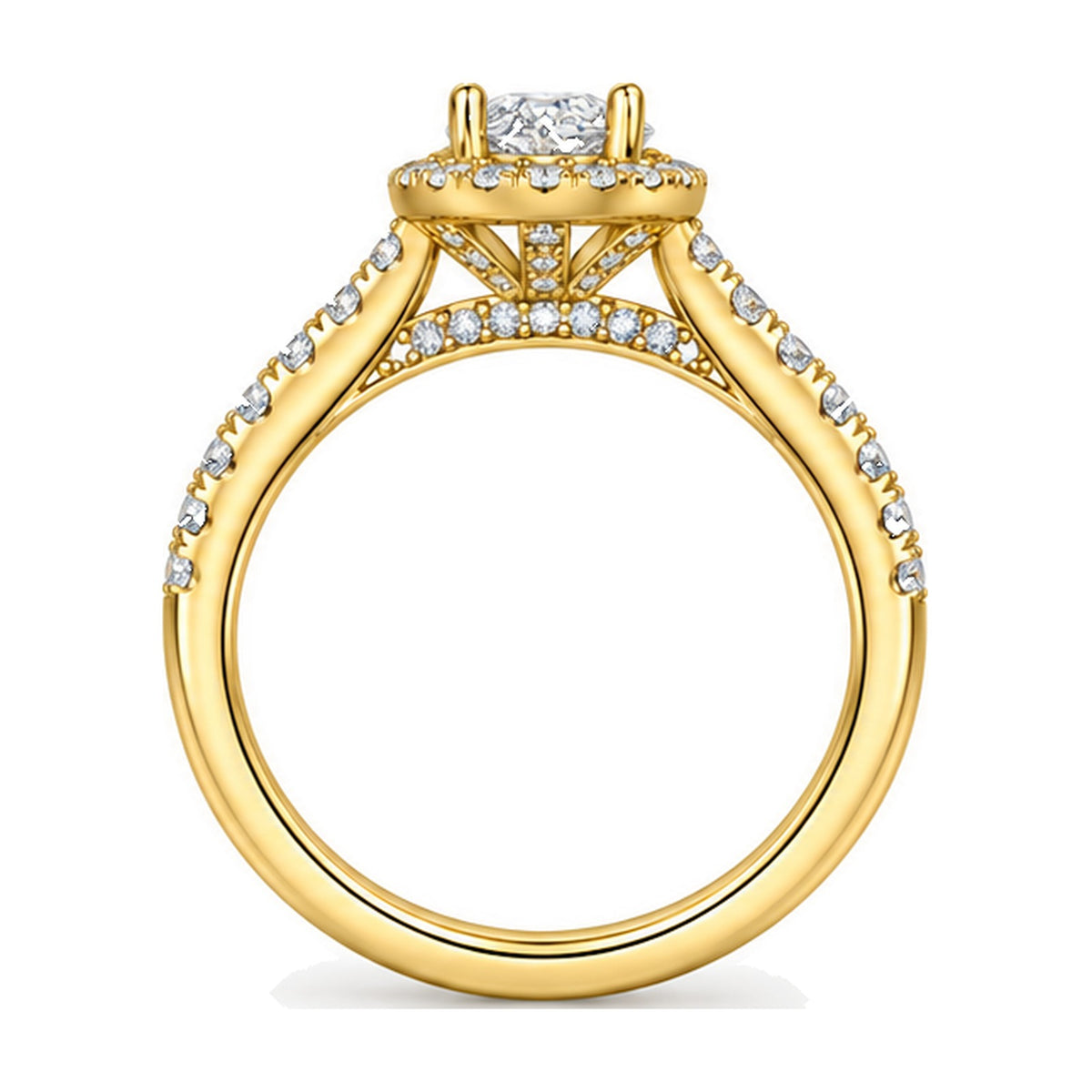 Pear Halo Pavé Engagement Ring, 0.38 ct back view