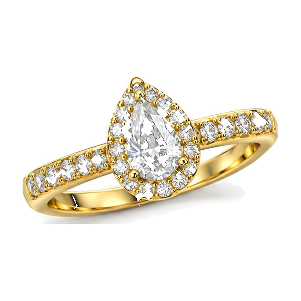 Pear Halo Moissanite Engagement Ring with Pavé Shank, 0.38 ct angle view