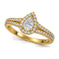Pear Halo Pavé Split Shank Engagement Ring, 0.50 ct angle view