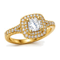 Cushion Double Halo Pavé Split Shank Engagement Ring, 1 ct angle view