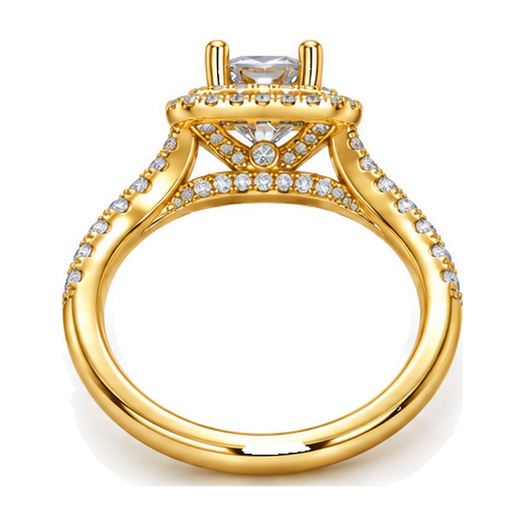 Cushion Double Halo Pavé Split Shank Engagement Ring, 1 ct back view