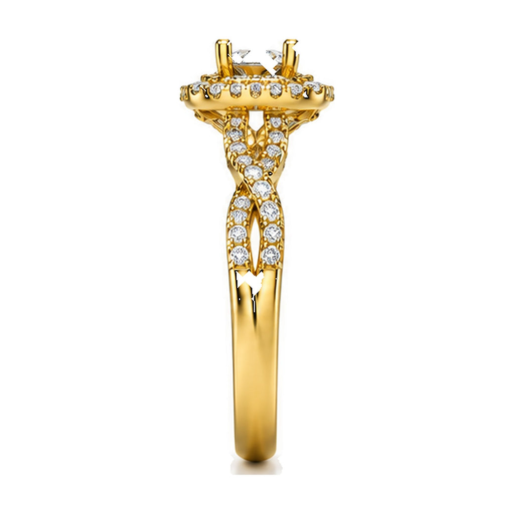 Cushion Halo Twisted Shank Round Engagement Ring, 0.33 ct angle view