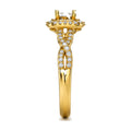 Cushion Halo Twisted Shank Round Engagement Ring, 0.33 ct angle view