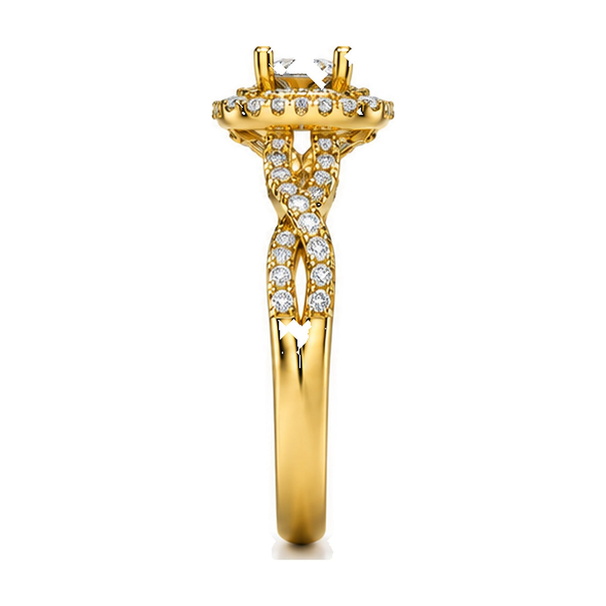Cushion Halo Twisted Shank Round Engagement Ring, 0.33 ct angle view