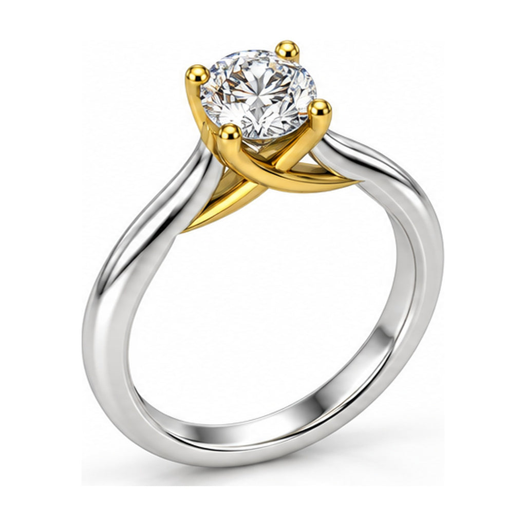 Two-Tone Crossover Round Solitaire Engagement Ring, 1 ct angle view