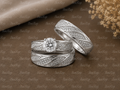 Bridal Trio Ring Set — Moissanite, 925 Sterling Silver (3-Piece)