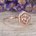 Unique fashion ring/ 14K Rose Gold Finish wedding Ring/ Best ring for women/ Bride's ring/ Round Cut Peach Pink Engagement Ring
