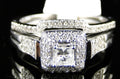 Women's Moissanite Engagement Wedding Ring Set, 14K White Gold Finish Princess Cut Diamond Bridal Ring Set, 925 Sterling Sliver