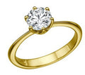 Women's Moissanite Solitaire Ring, 14K Yellow Gold Finish, Sterling Silver