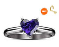Art Deco Sterling Silver Heart shape Blue Sapphire Ring, Promise Ring
