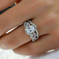Pear Shape Diamond Bridal Ring Set, Pear Cut Moissanite 925 Sterling Silver Engagement/Wedding Ring 14K White Gold Finish, Promise Ring Set