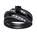 14K Black Gold Finish, Round Cut Black Diamond Engagement Ring For Men's & Women Wedding Band Ring  925 Sterling Silver Elegant Bridal Ring