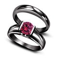 Round Cut Pink Sapphire Ring For Women, 14K Black Gold Finish Women Engagement Solitaire Bridal Ring Set 925 Sterling Silver Gift For Her